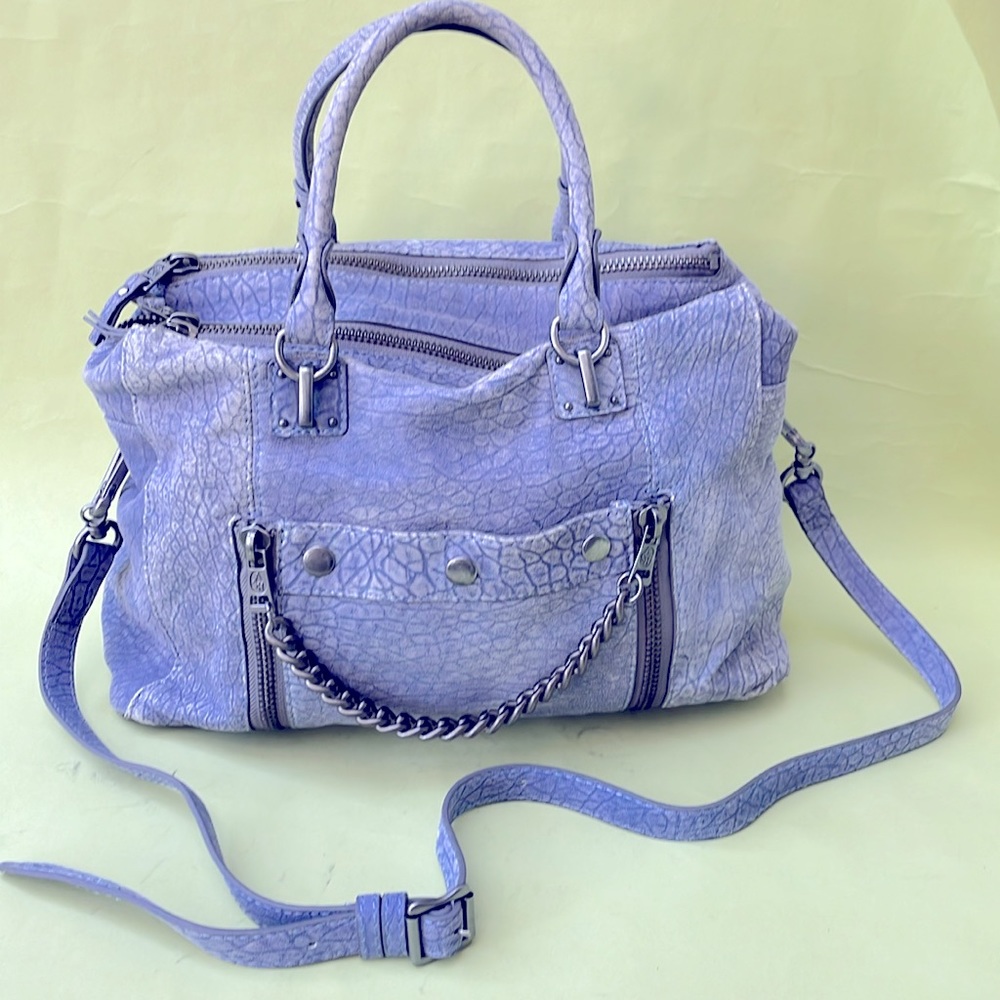 Lavender ASH Nubuck Leather Bag Purple Purse Weekender Tote
